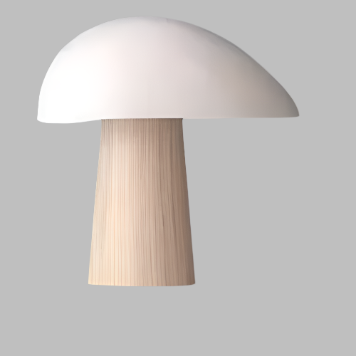 Juno Tischlampe im Pilzdesign – LED-kompatibel, Holz- & Metallmix, skandinavischer Stil, 28 cm