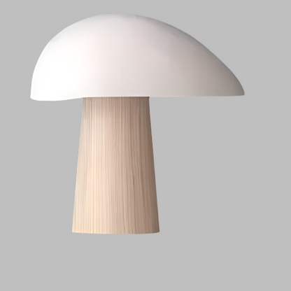 Juno Tischlampe im Pilzdesign – LED-kompatibel, Holz- & Metallmix, skandinavischer Stil, 28 cm