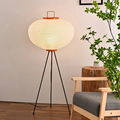Japanische Tischlampe aus Papier – Retro Akari Design mit Metallfüßen, für Wohnzimmer, Schlafzimmer & Büro