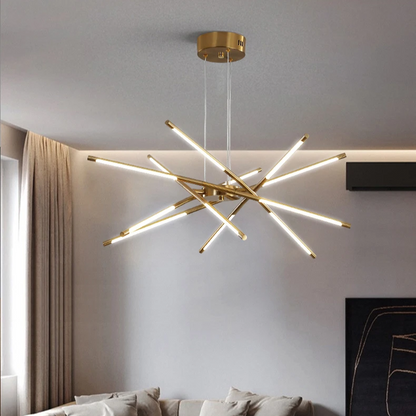 Eleganter moderner Kronleuchter mit goldenen Armen – Luxuriöses Design & warmes LED-Licht