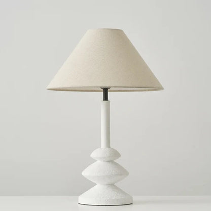Tischlampe mit Stoffschirm und Steinsockel – Natürlicher Boho-Stil für Schlafzimmer, Wohnzimmer & Büro