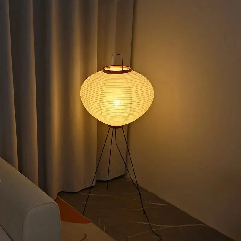 Japanische Tischlampe aus Papier – Retro Akari Design mit Metallfüßen, für Wohnzimmer, Schlafzimmer & Büro
