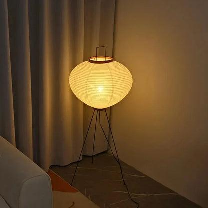 Japanische Tischlampe aus Papier – Retro Akari Design mit Metallfüßen, für Wohnzimmer, Schlafzimmer & Büro