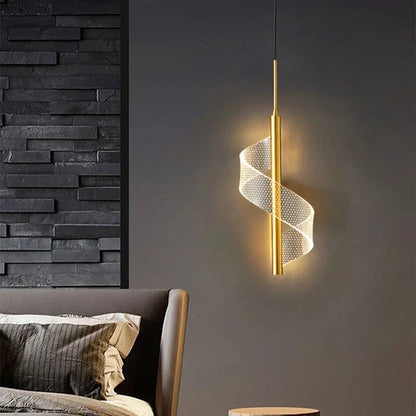 Spiral LED Pendelleuchte in Gold – Modernes Design Lichtobjekt für Schlafzimmer, Flur oder Wohnzimmer