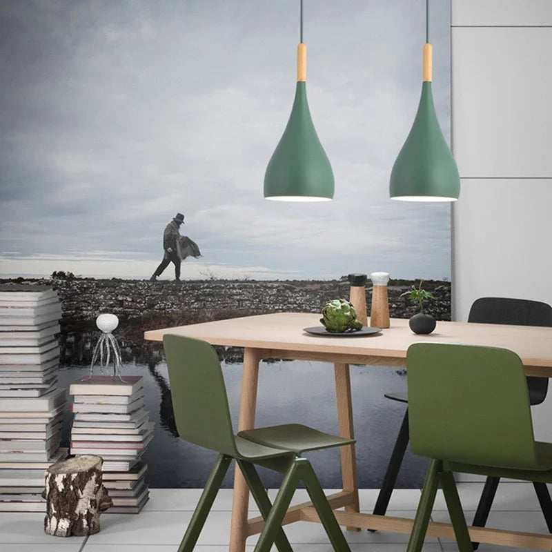 Kreative Nachttisch kleine Pendelleuchte – LED Nordisch Post-modern Macaron Farbe Kronleuchter für Schlafzimmer, Restaurant, Bar, AC 220V