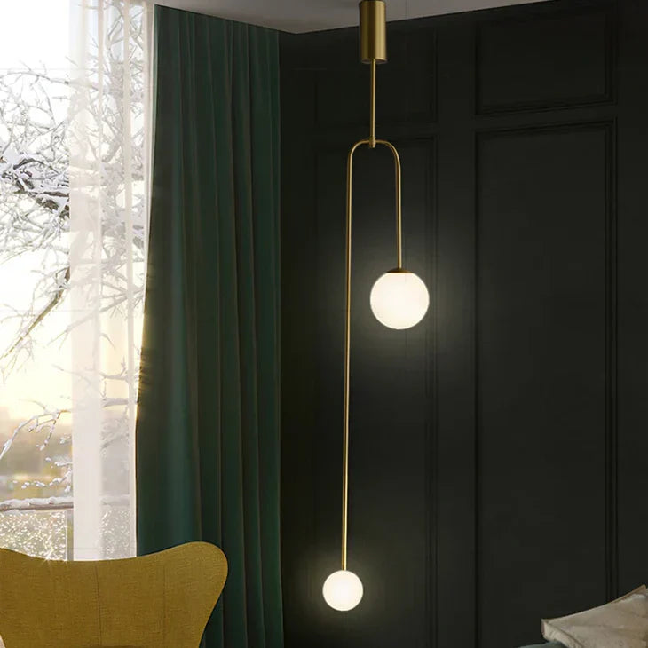 Moderne LED-Pendelleuchte mit Doppel-Kugel-Design – Goldene Hängeleuchte für Wohnzimmer, Essbereich oder Flur