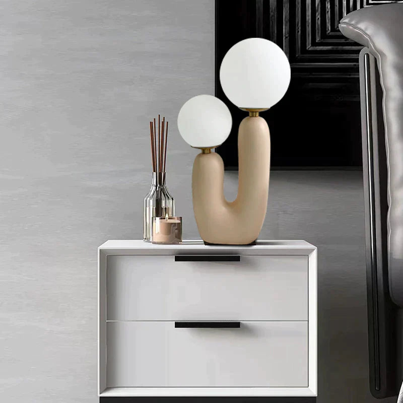 Moderne Tischlampe mit Doppelkugel-Design – LED G9, Touch-Schalter, Harz & Glas, nordischer Stil