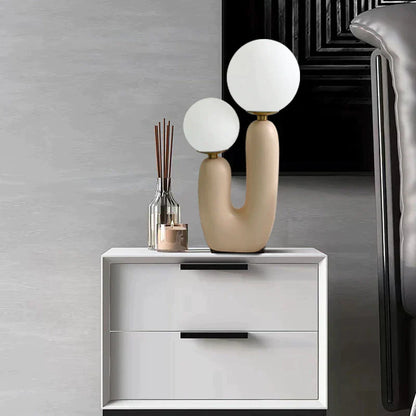 Moderne Tischlampe mit Doppelkugel-Design – LED G9, Touch-Schalter, Harz & Glas, nordischer Stil