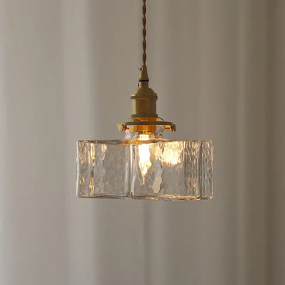 Vintage Glas Pendelleuchte – Retro Deckenlampe mit strukturiertem Glas & Messing-Finish für Esszimmer, Küche & Wohnzimmer