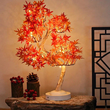 LED Ahornblatt Bonsai Baum Nachtlicht – Dekorative Tischlampe für Wohnzimmer und Schlafzimmer