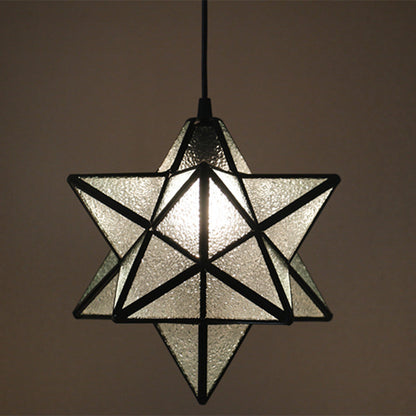 Europäische Tiffany Pentagramm Buntglas 1-Licht Pendelleuchte