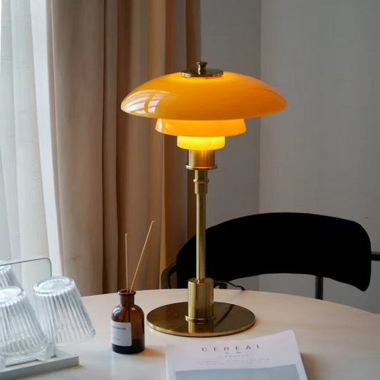 Skandinavische Designer Tischlampe – Dimmbares LED-Licht mit E27-Fassung, Glas & Eisen, stilvolle Wohnraumleuchte