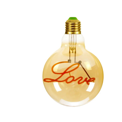 Retro Glühbirne LED mit Schriftzug - Vintage Tischlampe mit Holzsockel, Dekorative Beleuchtung für Wohnzimmer & Schlafzimmer