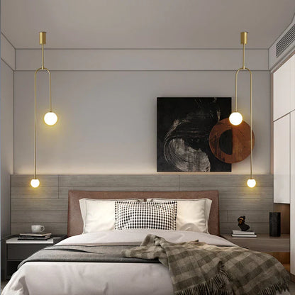 Moderne LED-Pendelleuchte mit Doppel-Kugel-Design – Goldene Hängeleuchte für Wohnzimmer, Essbereich oder Flur