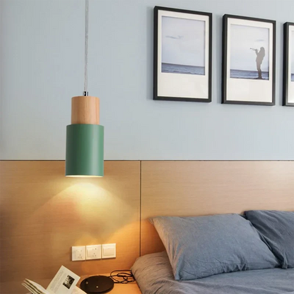 Nordic Pendelleuchte – Holz Macaron LED Hängeleuchte für Schlafzimmer, Wohnzimmer und Wohnkultur