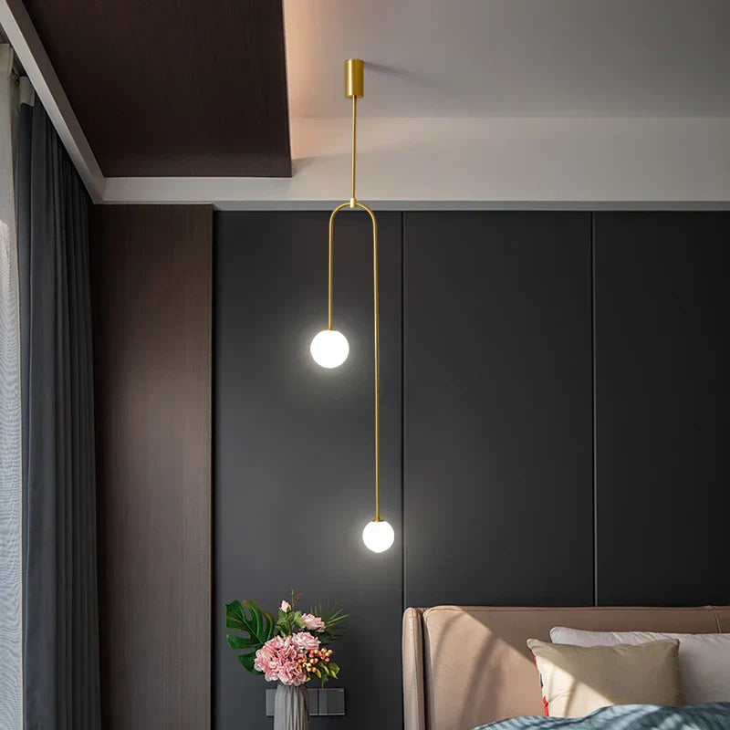 Moderne LED-Pendelleuchte mit Doppel-Kugel-Design – Goldene Hängeleuchte für Wohnzimmer, Essbereich oder Flur
