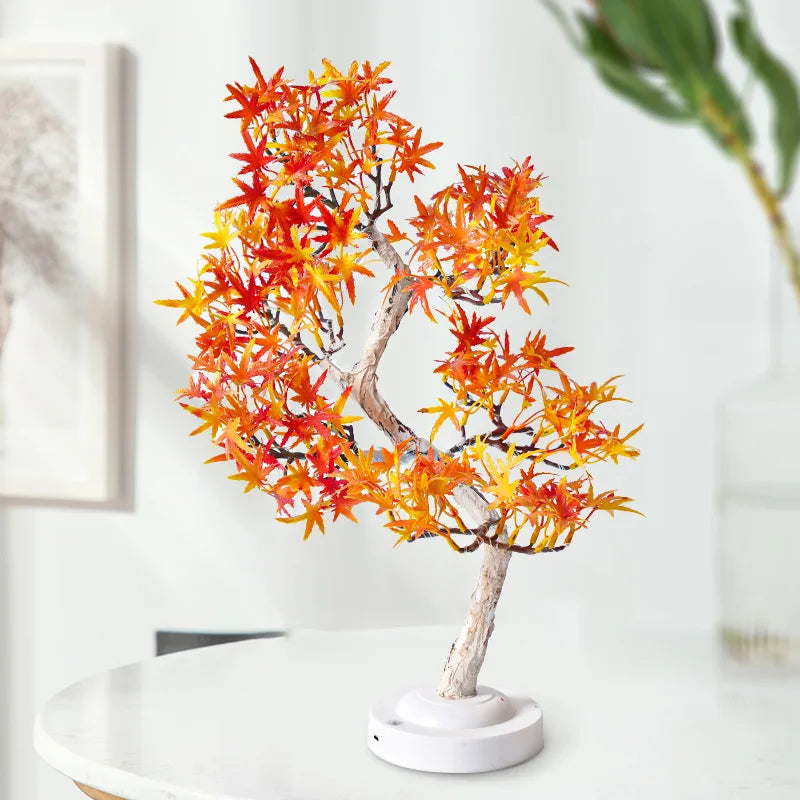 LED Ahornblatt Bonsai Baum Nachtlicht – Dekorative Tischlampe für Wohnzimmer und Schlafzimmer