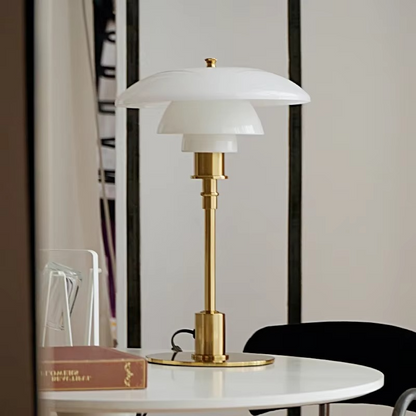 Scandinavian designer table lamp – Dimmable LED light with E27 socket, glass & iron, stylish living room lamp