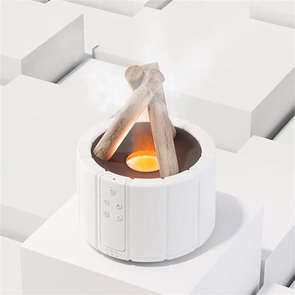 Multifunctional table lamp with flame light effect – ultrasonic humidifier & aroma diffuser with remote control and ambient light