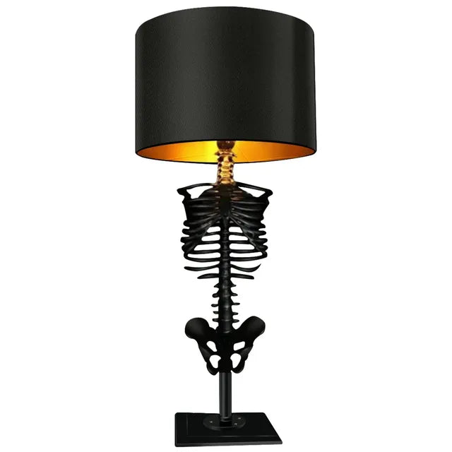 Handgefertigte Gothic Skelett Tischlampe