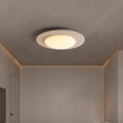 Moderne Deckenleuchte mit Beton-Optik – Runde Flachleuchte für Wohnzimmer, Schlafzimmer & Flur