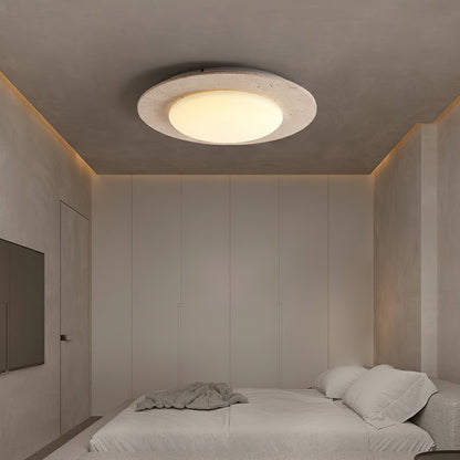 Moderne Deckenleuchte mit Beton-Optik – Runde Flachleuchte für Wohnzimmer, Schlafzimmer & Flur