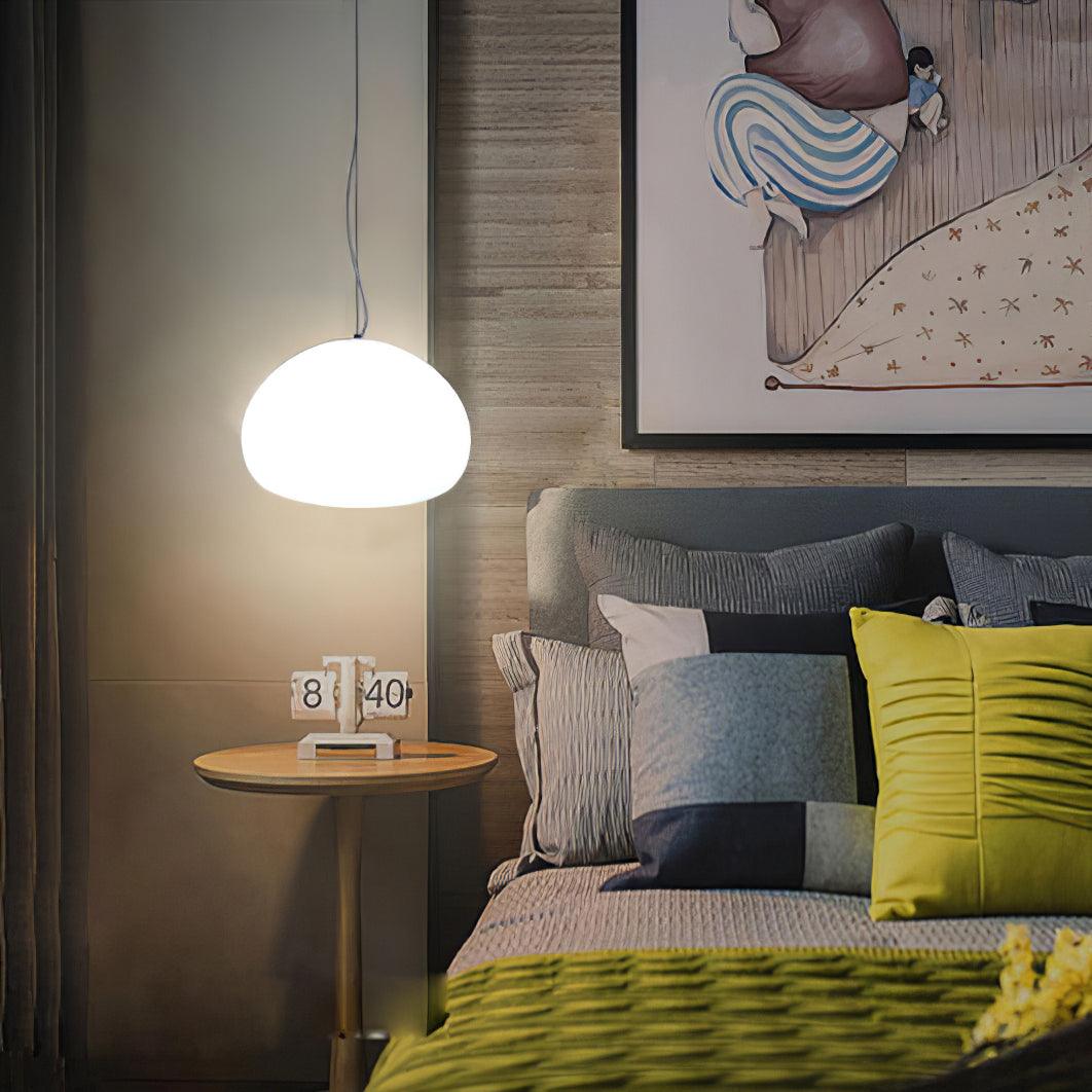 Pendelleuchte Opalglas – Minimalistische Hängelampe für Schlafzimmer, Wohnzimmer & Essbereich im Japandi-Stil