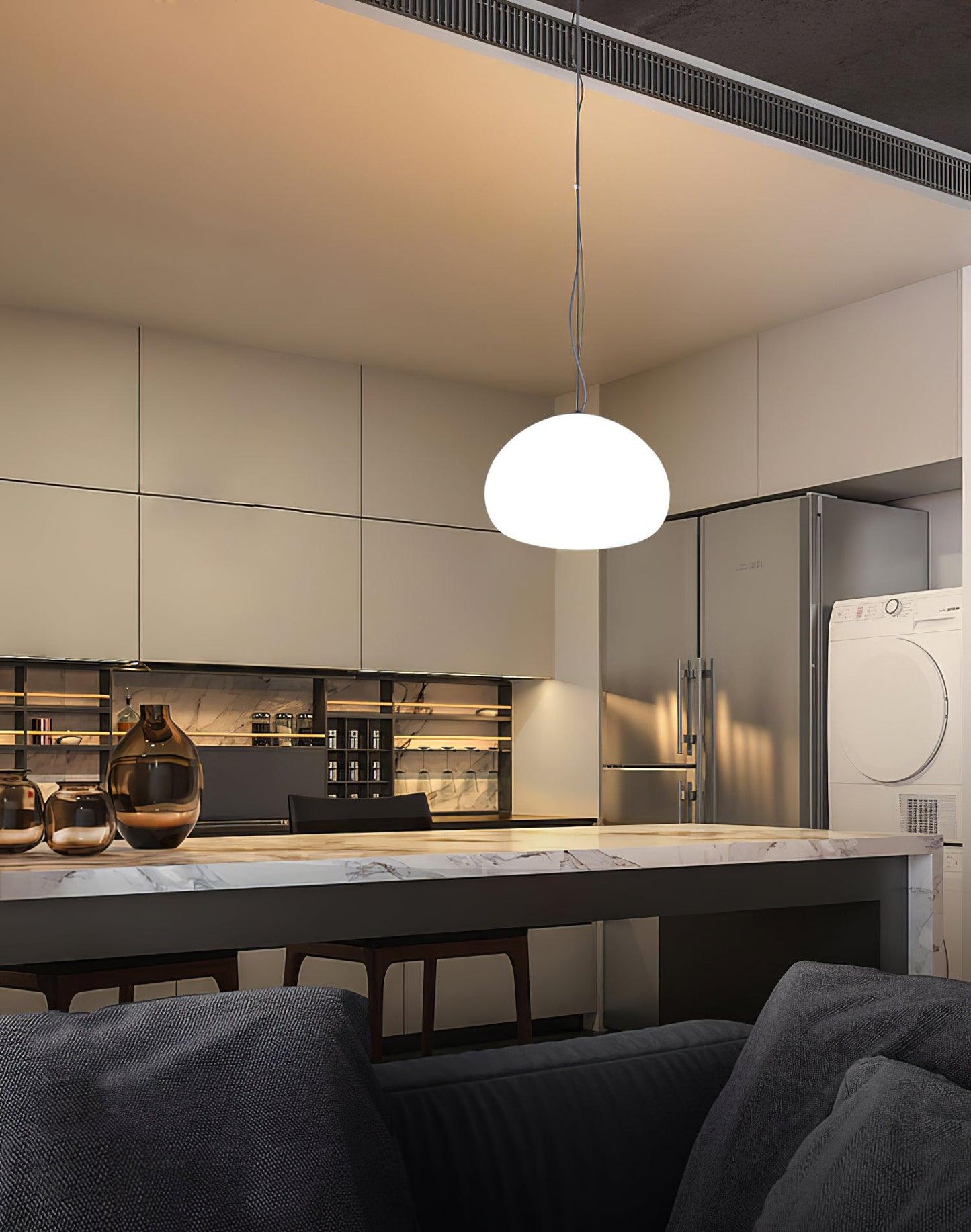 Pendelleuchte Opalglas – Minimalistische Hängelampe für Schlafzimmer, Wohnzimmer & Essbereich im Japandi-Stil