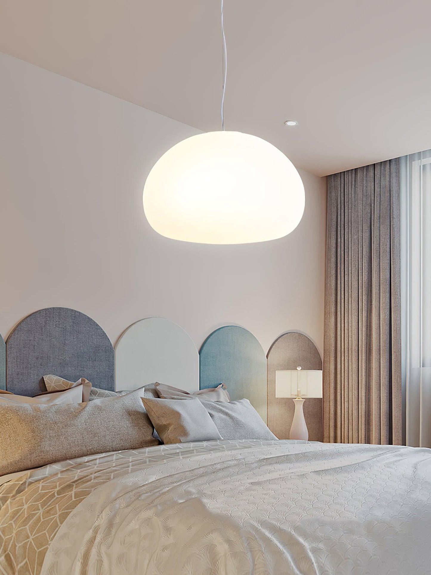 Pendelleuchte Opalglas – Minimalistische Hängelampe für Schlafzimmer, Wohnzimmer & Essbereich im Japandi-Stil