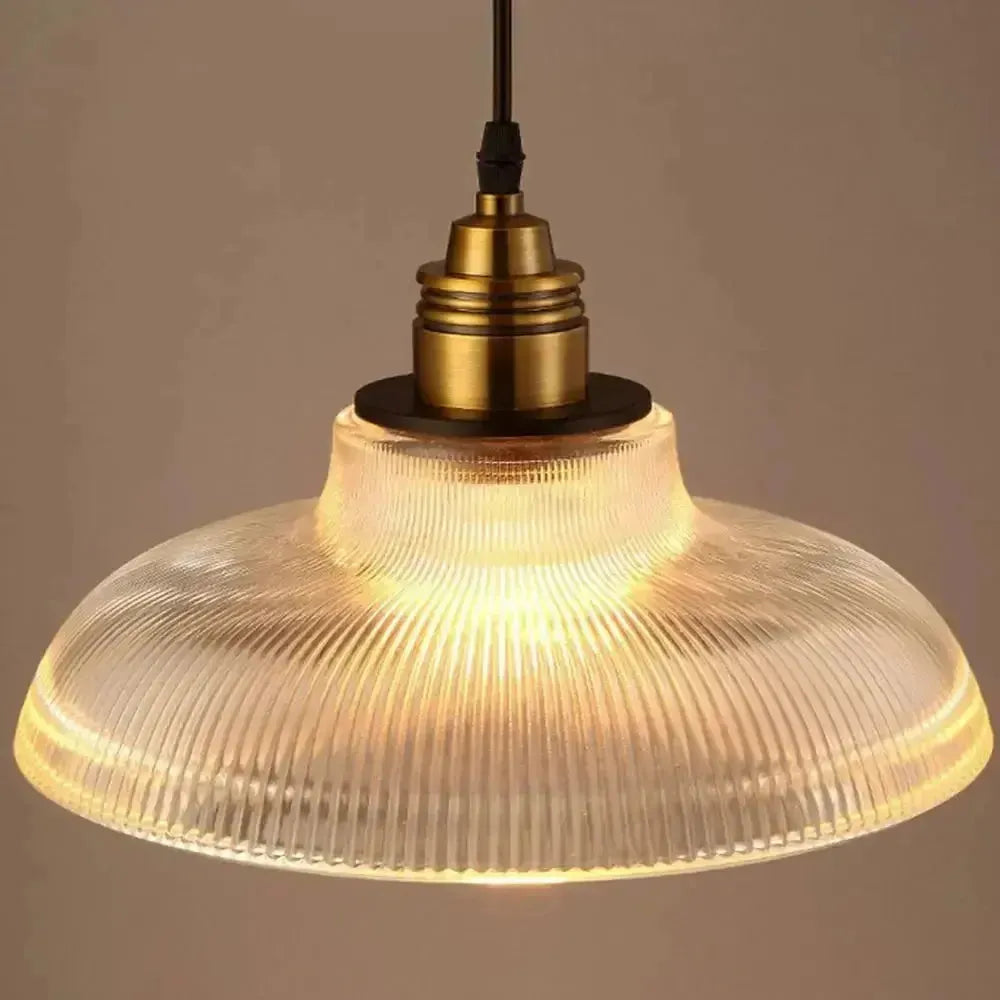 StripeGleam Lampe - Amerikanische Vintage Streifen Glas Pendelleuchte