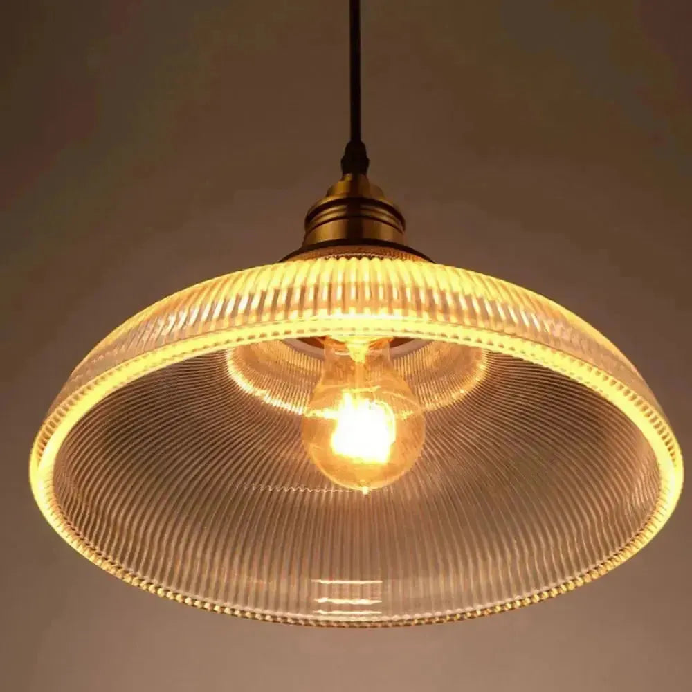 StripeGleam Lampe - Amerikanische Vintage Streifen Glas Pendelleuchte