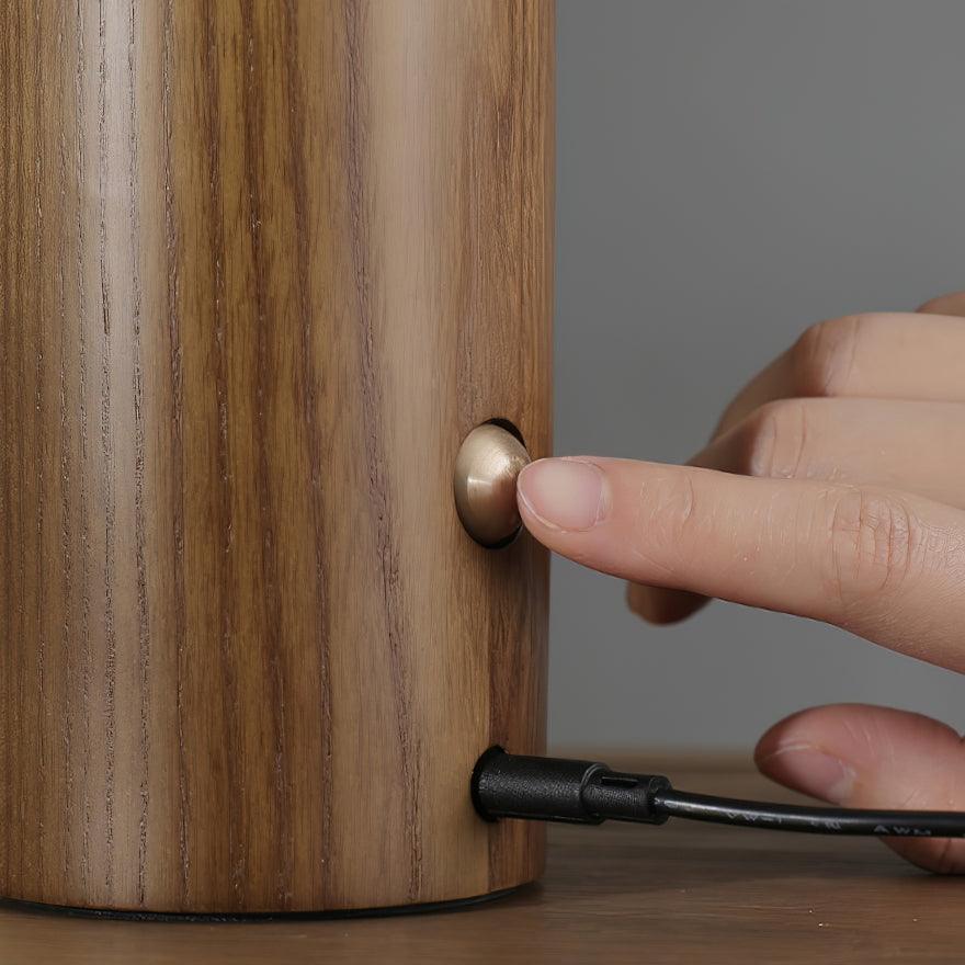 Design Tischleuchte mit gebogenem Holz-Element – Moderne LED-Lampe für Wohnzimmer, Schlafzimmer & Büro – Dekorative Beleuchtung für skandinavischen Einrichtungsstil