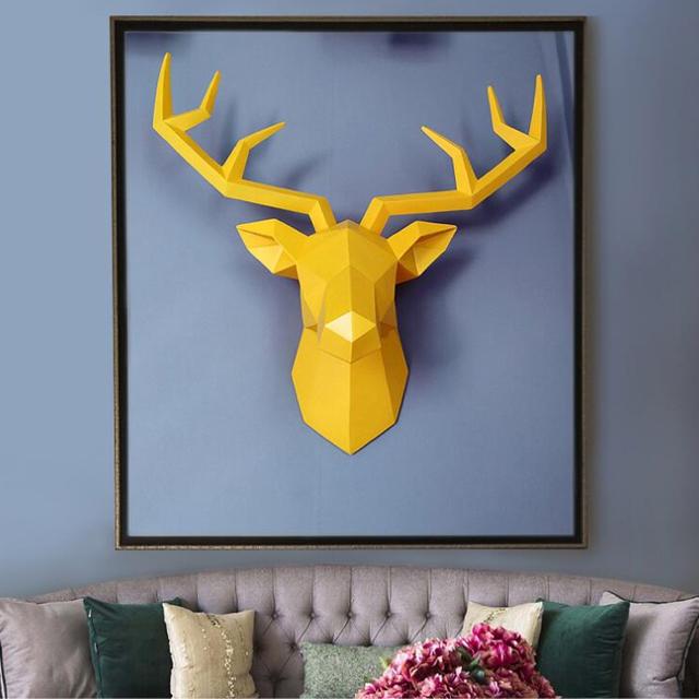 Großer nordischer Hirschkopf 3D Wandkunst