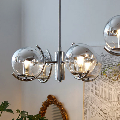 Moderner Chrom-Deckenleuchter mit Glaskugeln – Stilvolle Hängelampe für Wohnzimmer und Esszimmer