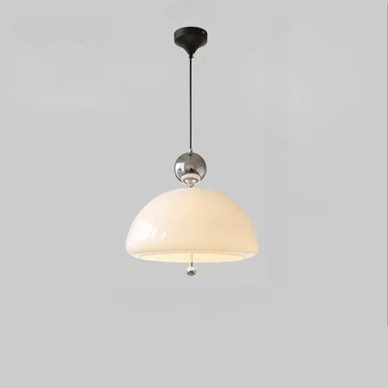 Französische Retro Hängeleuchte aus Glas, Vintage Design, Elegante Deckenleuchte für Esszimmer