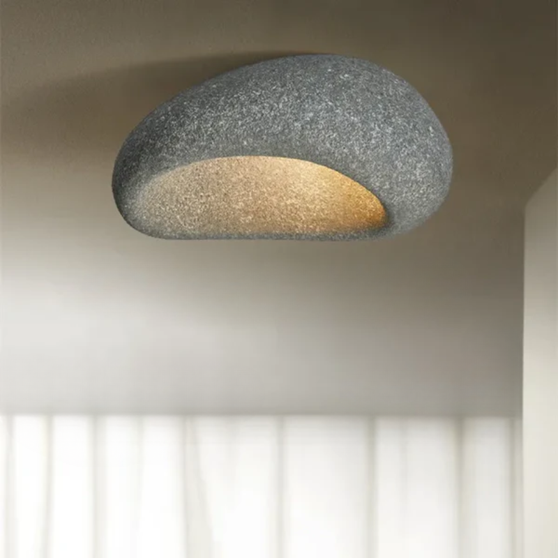 WabiSabiGlow - Designer Deckenbeleuchtung Steinoptik | Dimmbares Licht für Wohnzimmer