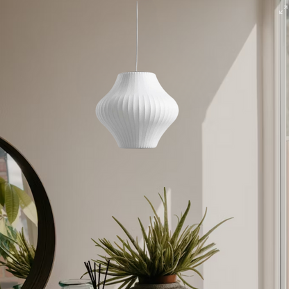 Design-Pendelleuchte im Mid-Century Look – Skulpturale Hängelampe mit Faltenstruktur für Wohnzimmer, Esszimmer & Schlafzimmer