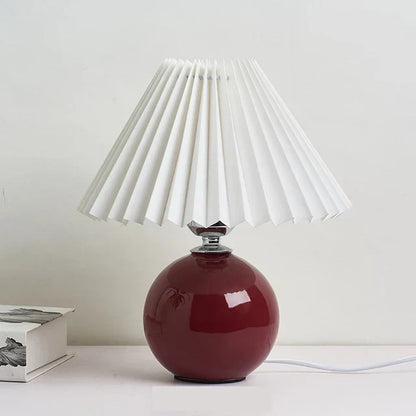 Elegante Tischlampe im Vintage-Stil - Antikes Design mit Plissee-Lampenschirm, Retro-Tischleuchte für Wohnzimmer & Schlafzimmer, Dekorativ und Stilvoll