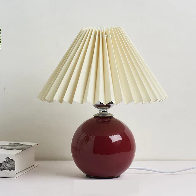 Elegante Tischlampe im Vintage-Stil - Antikes Design mit Plissee-Lampenschirm, Retro-Tischleuchte für Wohnzimmer & Schlafzimmer, Dekorativ und Stilvoll