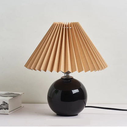 Elegante Tischlampe im Vintage-Stil - Antikes Design mit Plissee-Lampenschirm, Retro-Tischleuchte für Wohnzimmer & Schlafzimmer, Dekorativ und Stilvoll
