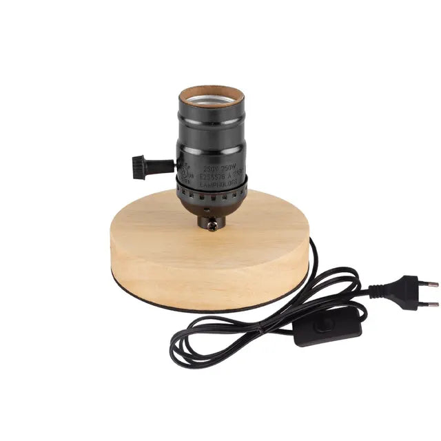 Retro Holz Tischlampe mit Lichterkugel – Dekorative Beleuchtung für Zuhause