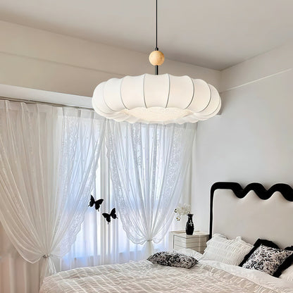 Pendelleuchte im Wolken-Design mit Holzdetail – Elegante Hängelampe für Esszimmer, Schlafzimmer & Wohnzimmer