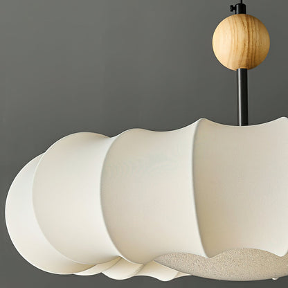 Pendelleuchte im Wolken-Design mit Holzdetail – Elegante Hängelampe für Esszimmer, Schlafzimmer & Wohnzimmer