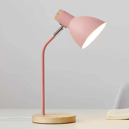 Holz Tischlampe – Kreative skandinavische Schreibtischleuchte aus Holz und Metall