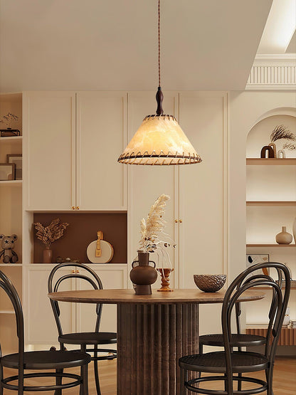 Vintage Pendelleuchte mit Stoffschirm – Retro Hängelampe im Schirmdesign für Esszimmer & Wohnzimmer