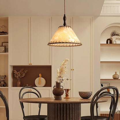 Vintage Pendelleuchte mit Stoffschirm – Retro Hängelampe im Schirmdesign für Esszimmer & Wohnzimmer