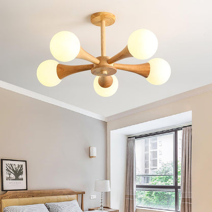 Luna Elegante Deckenlampe aus Holz – Stilvolle LED Hängelampe für Wohnzimmer und Schlafzimmer