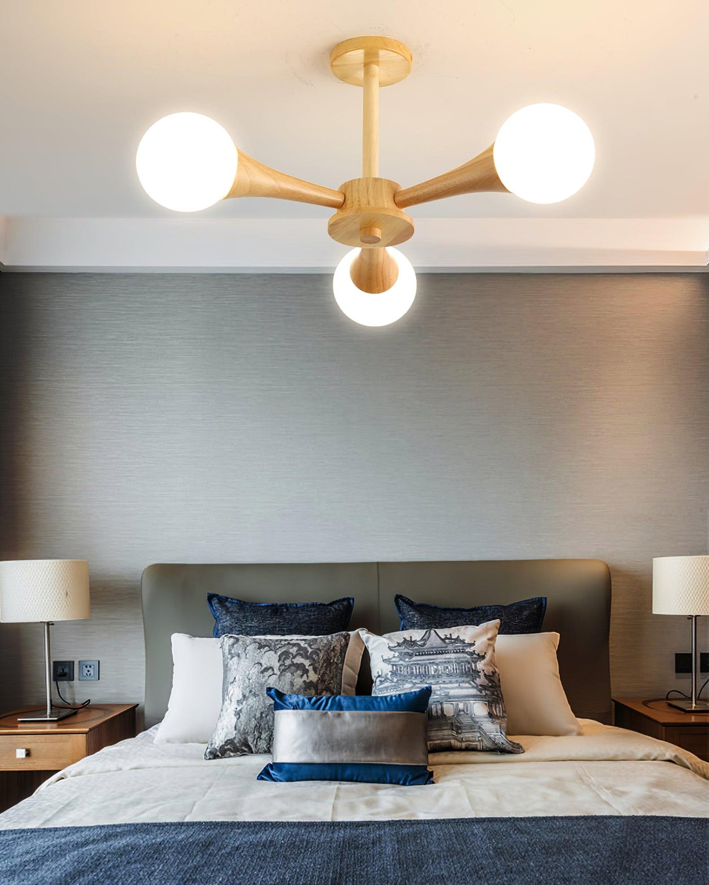 Luna Elegante Deckenlampe aus Holz – Stilvolle LED Hängelampe für Wohnzimmer und Schlafzimmer