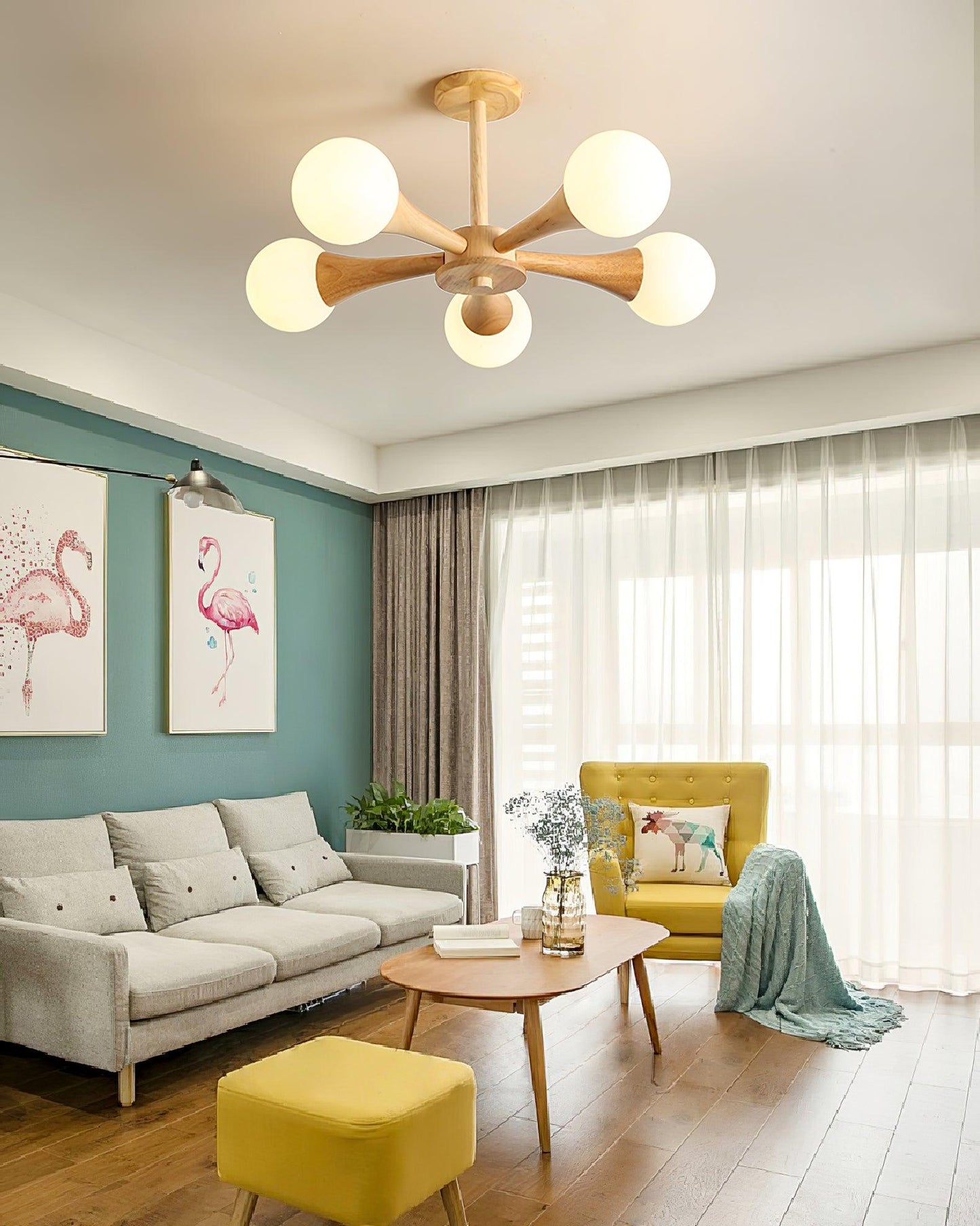 Luna Elegante Deckenlampe aus Holz – Stilvolle LED Hängelampe für Wohnzimmer und Schlafzimmer