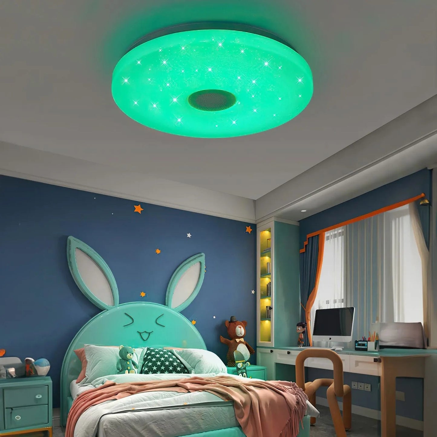 LED Deckenleuchte mit Sternenhimmel & Bluetooth Lautsprecher – Dimmbar, Farbwechsel & Musikfunktion für Kinderzimmer & Schlafzimmer